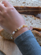 Apricus-armband – gul fantomkvarts och sötvattenspärla