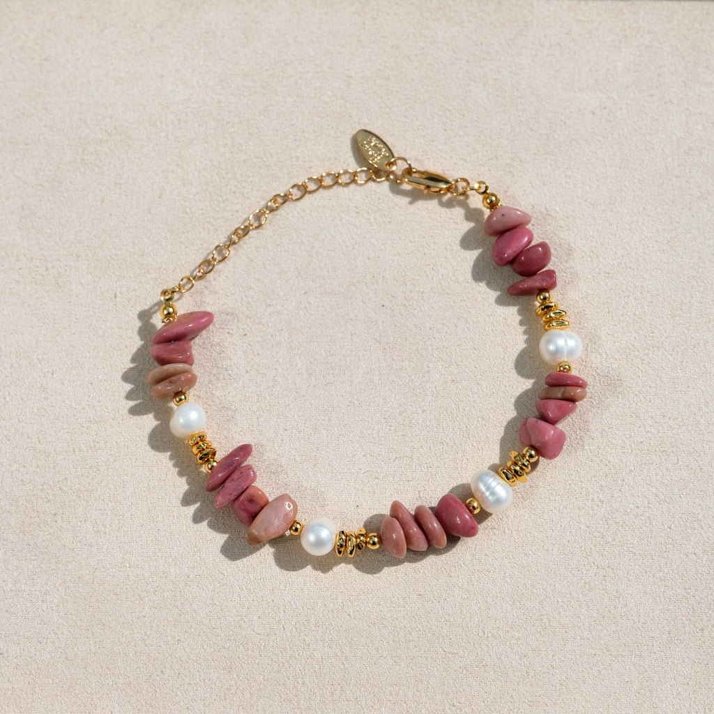 Armband Floraison - Rodokrosit & sötvattenspärla